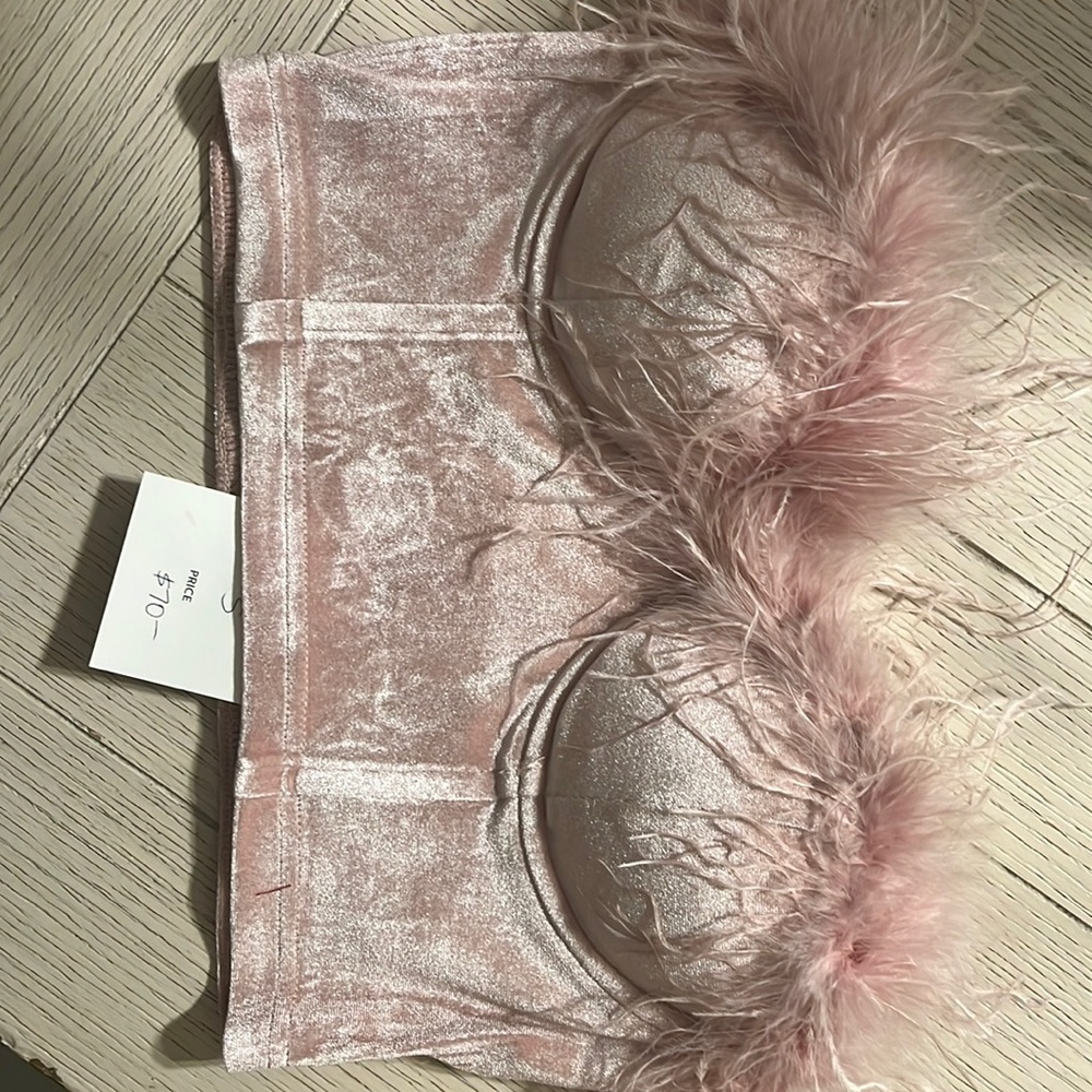 Light pink fur corset top